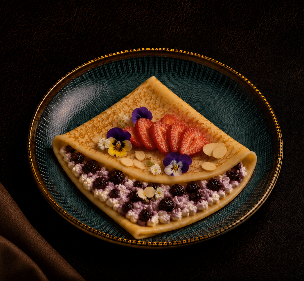 Crepe with Fresh Cheese & Blackberries
